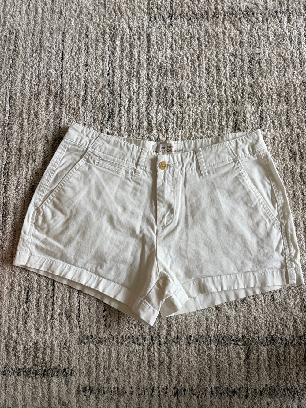 Women's White Cotton Bermuda Shorts with Button Waist